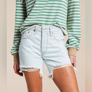 Levi’s 501 High-Waisted Raw Hem Denim Shorts